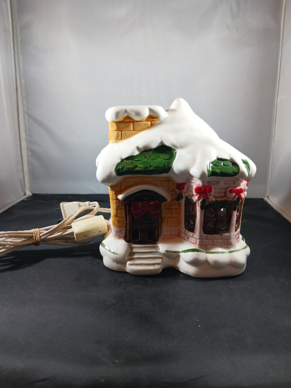 Vintage Light Up Electric Ceramic Christmas Snow Village House